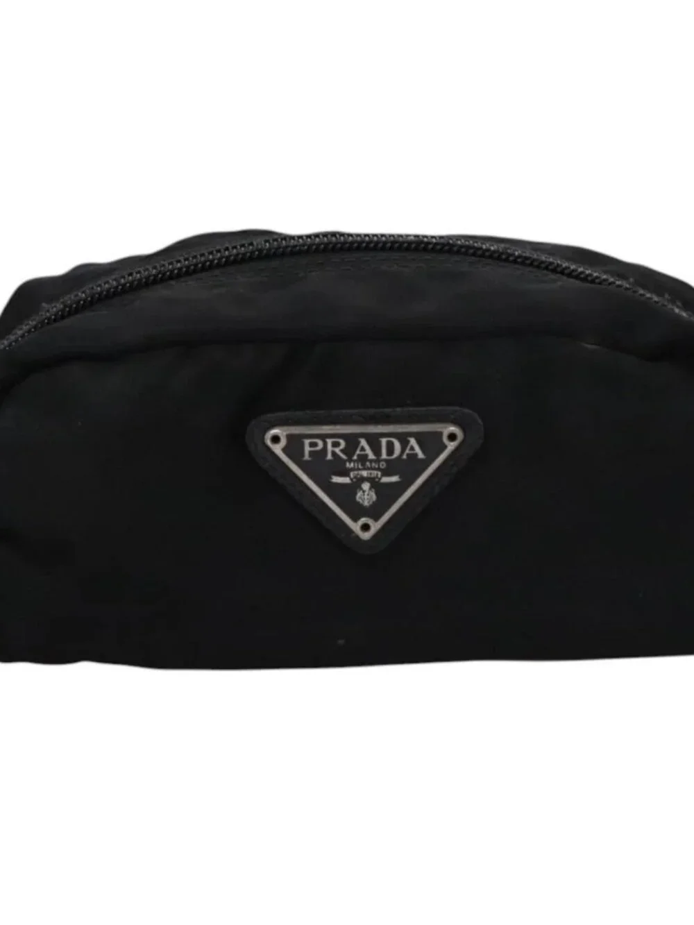 PRADA Pouch Nylon Black Silver Auth bs22990